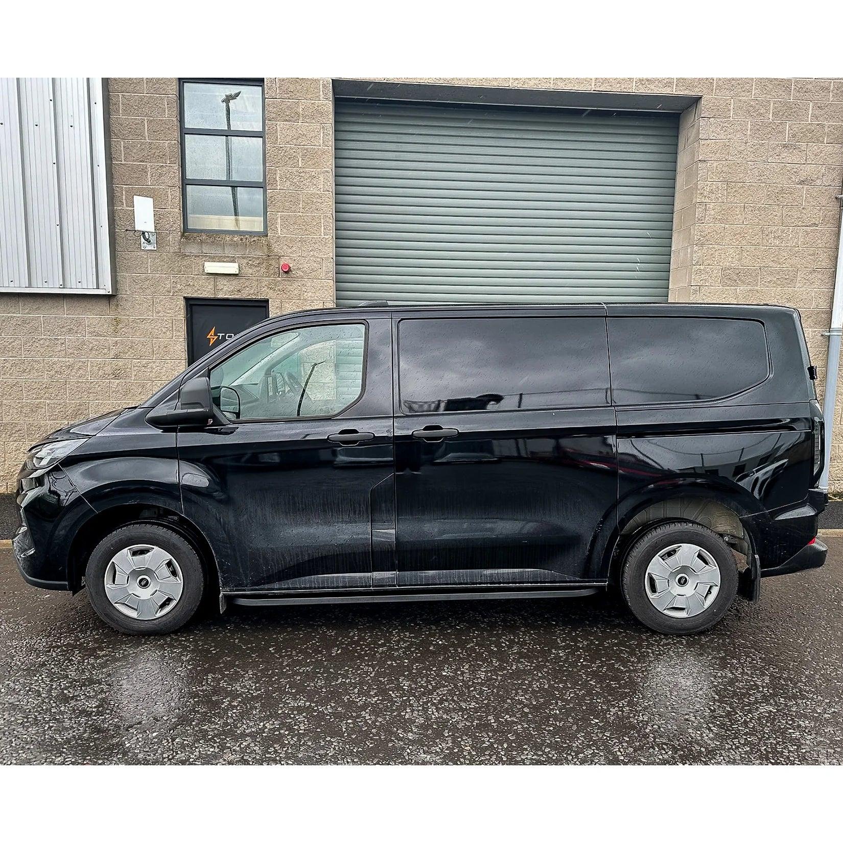 Ford Transit Custom MK2 LWB 2024 On Trapezoid Side Bars In Gloss Black