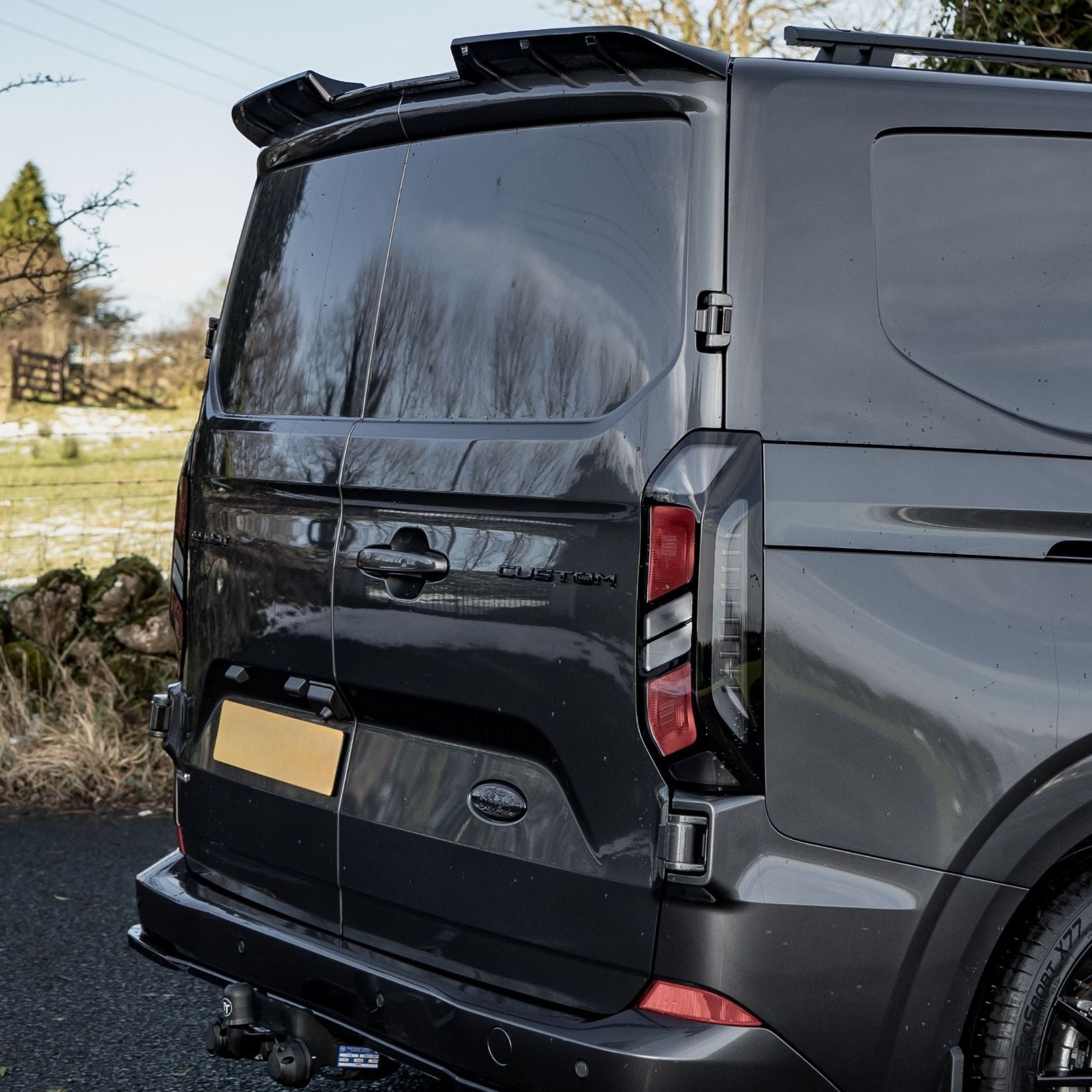 Ford Transit Custom MK2 2024 on Rear Bumper Splitter In Gloss Black 3 Piece