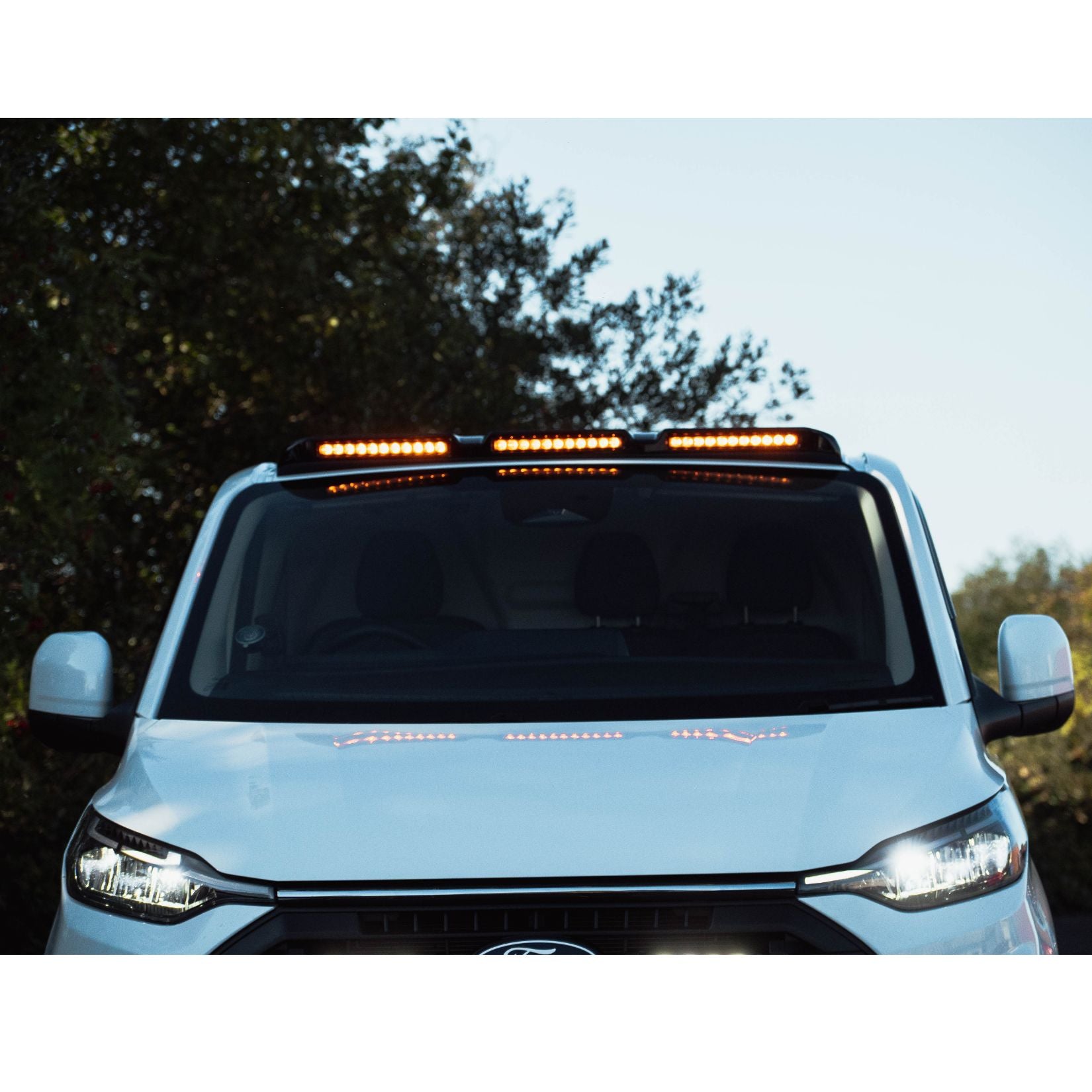 Ford Transit Custom MK2 2024 on Luminex Roof Light Pod With Amber Strobe Gloss Black