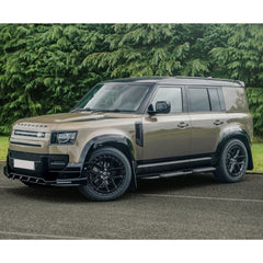 Land Rover Defender L663 2020 On - V2 Front Bumper Splitter With Led's In Gloss Black