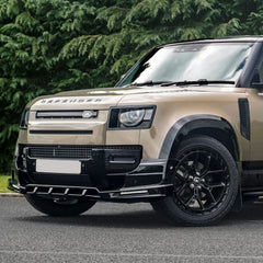 Land Rover Defender L663 2020 On - V2 Front Bumper Splitter With Led's In Gloss Black