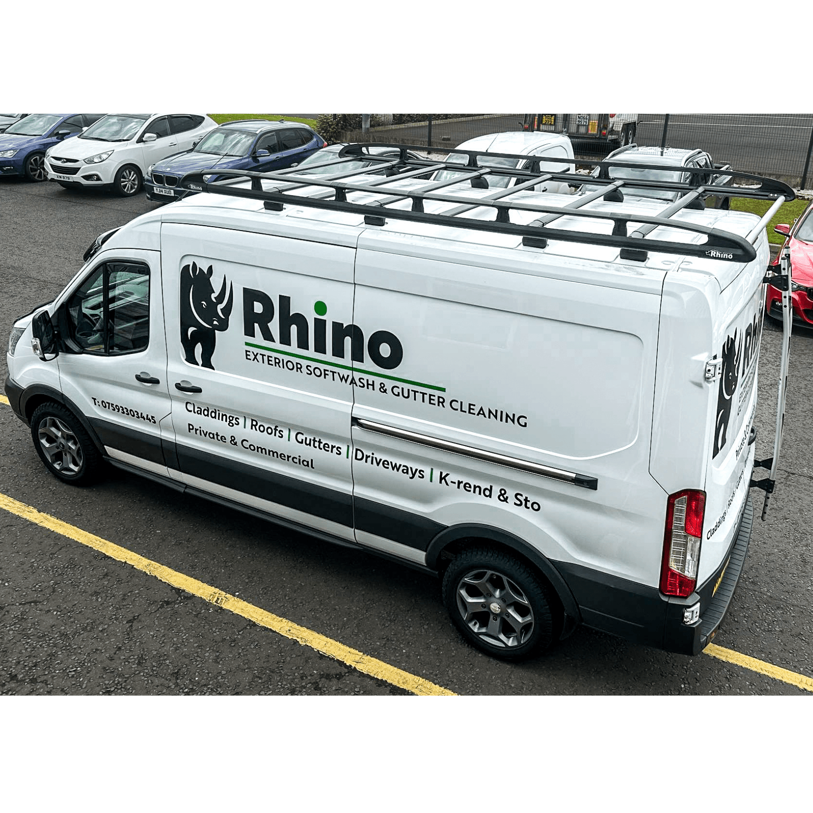 Rhino KammRack Black Aluminium Van Roof Rack - Ford Transit 2014 On LWB Medium Roof (L3H2)