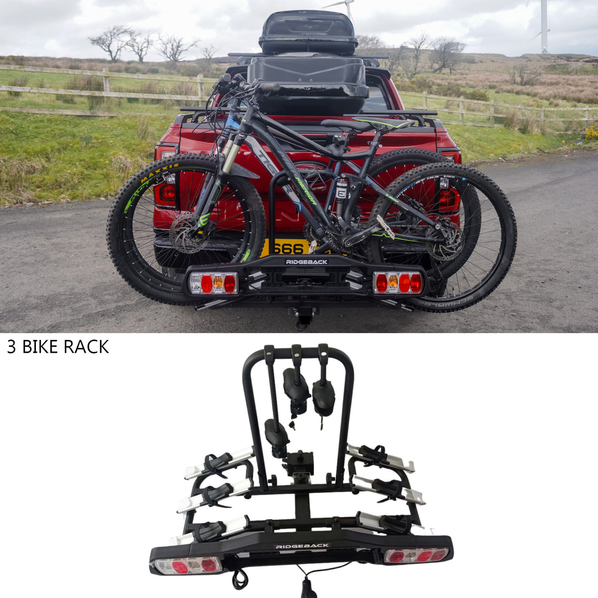 Ridgeback 3-bike Towbar Mounted Bike Rack