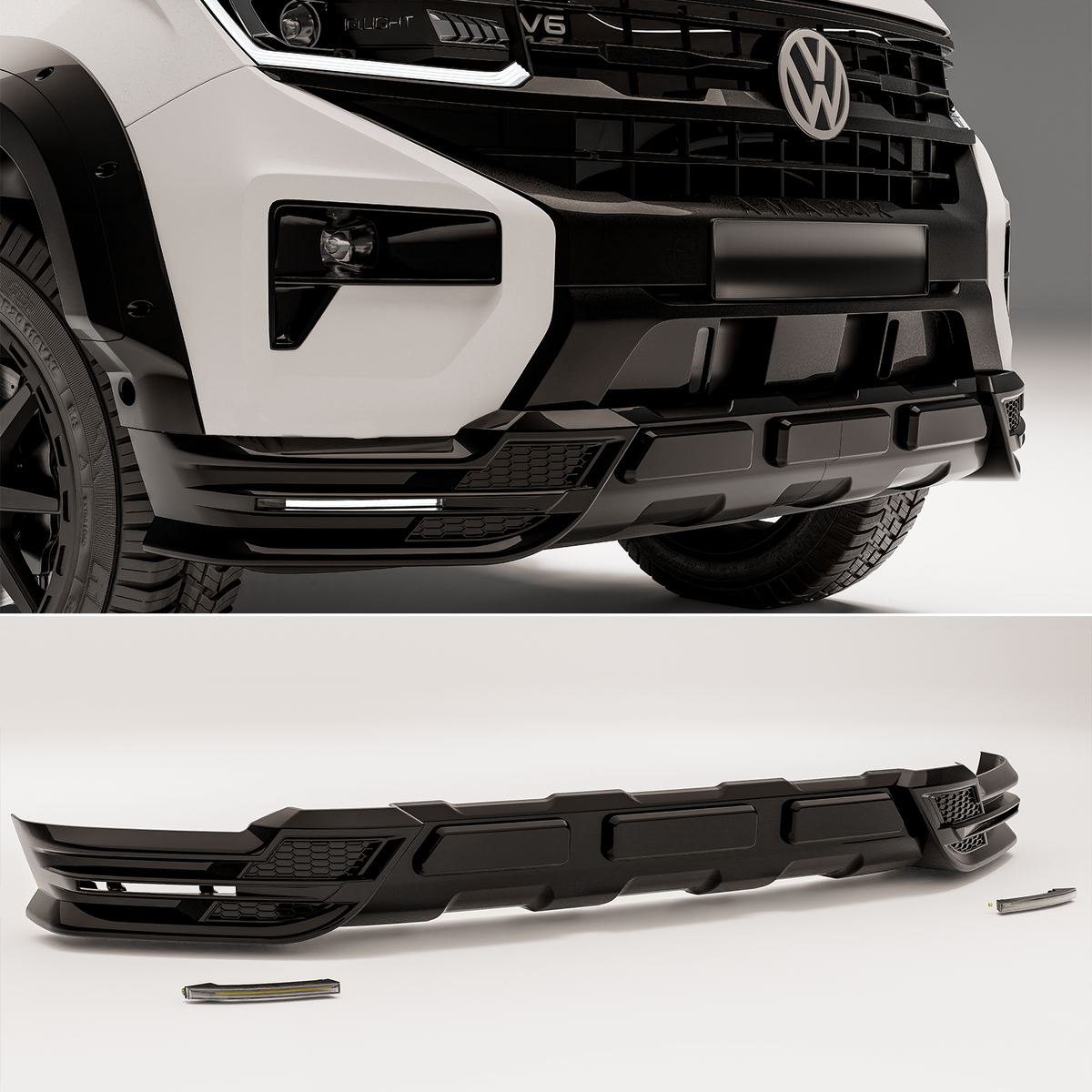 Volkswagen Amarok 2023+ Wide Trak Front Valance Splitter In Gloss Black