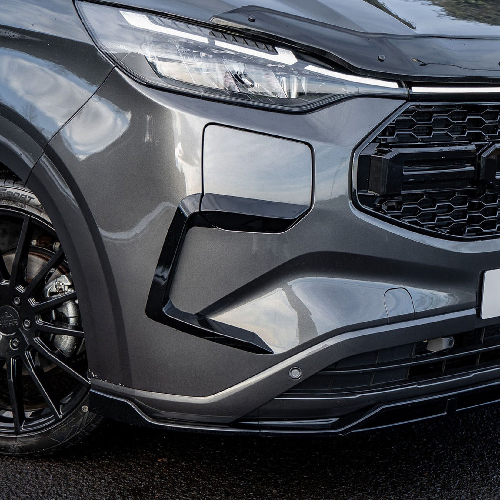 Ford Transit E Custom & PHEV MK2 2024 on Front Aero Canard Loops In Gloss Black