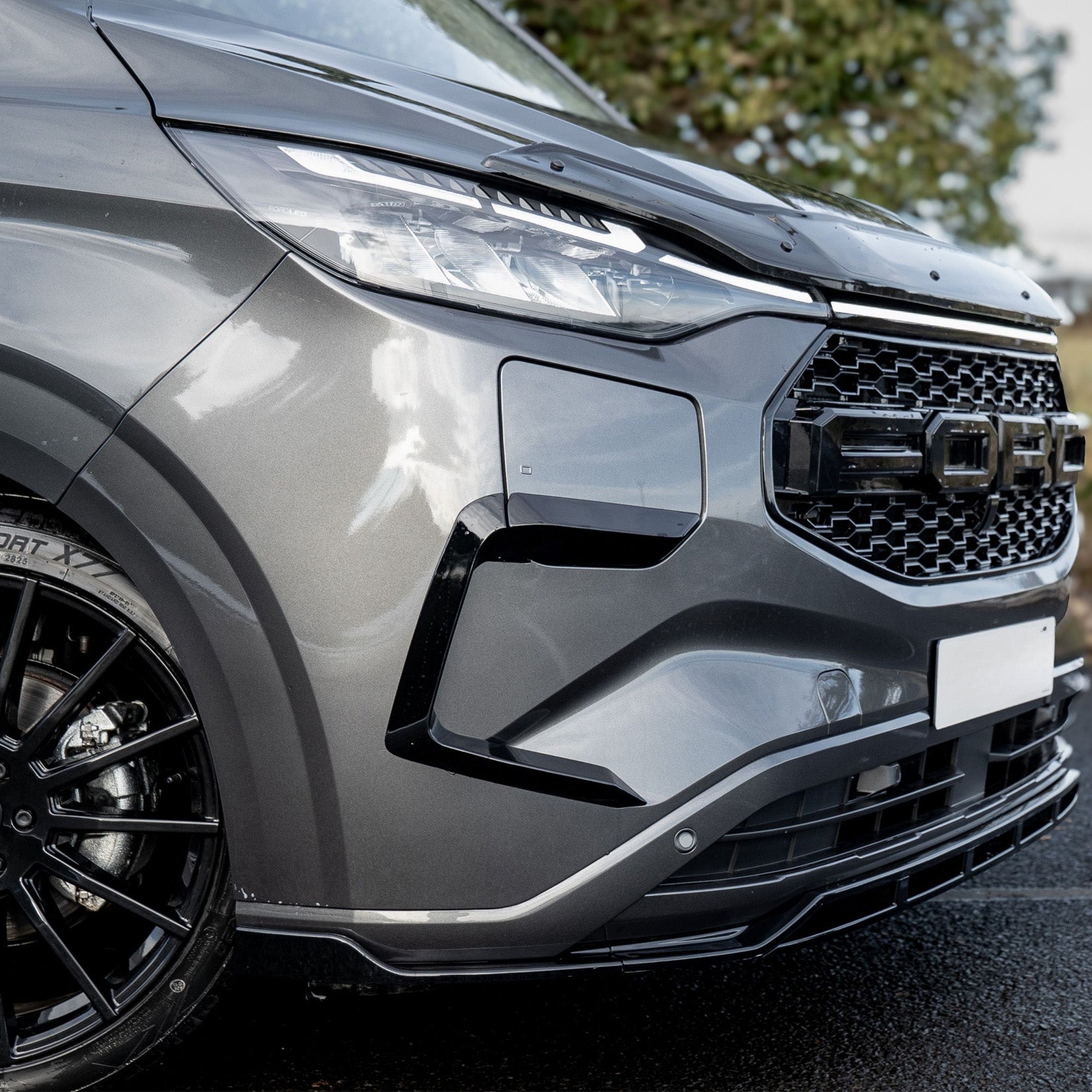 Ford Transit E Custom & PHEV MK2 2024 on Front Aero Canard Loops In Gloss Black