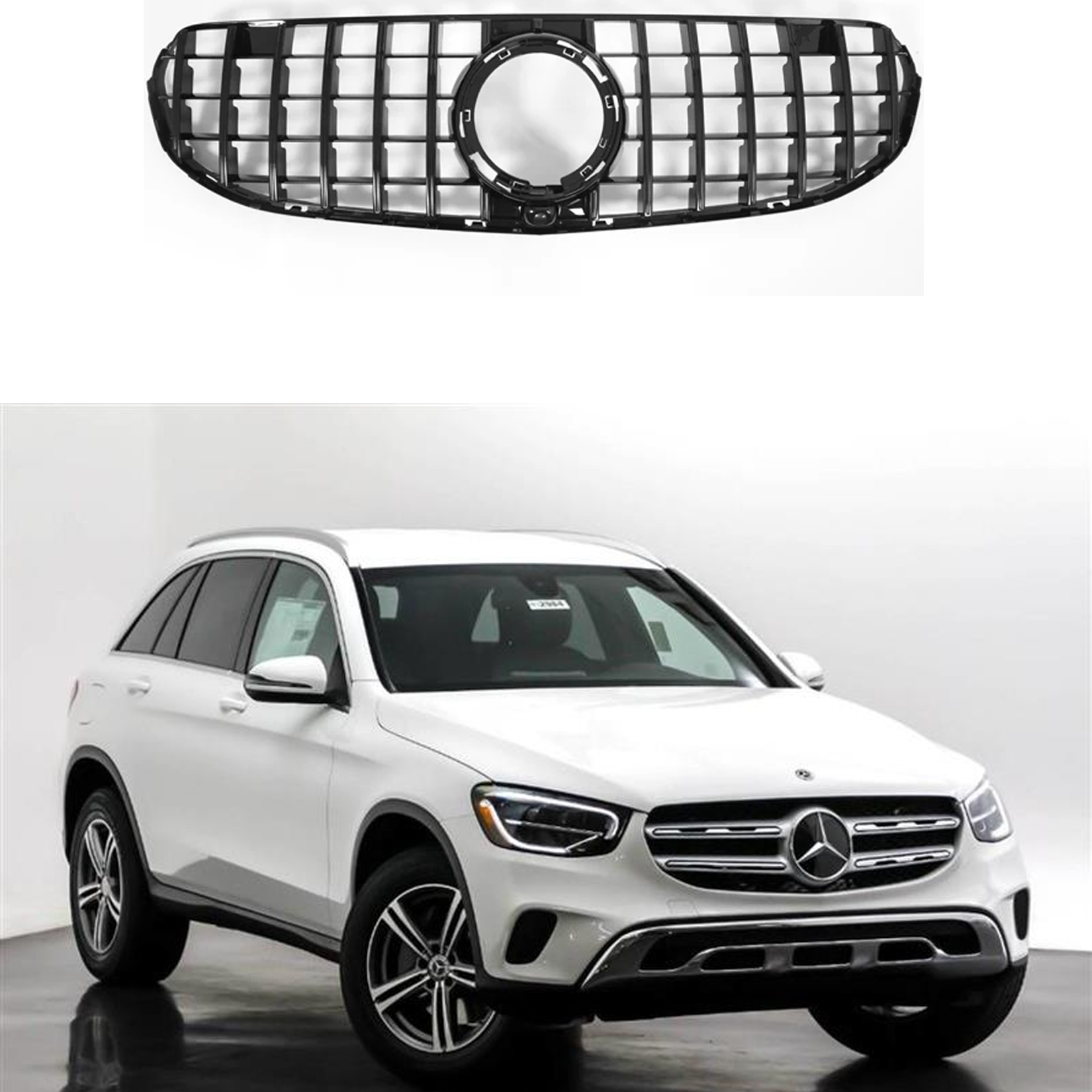 Mercedes Glc X253 2019-2022 - Panamericana Gt Style Upgrade Front Grill - Gloss Black