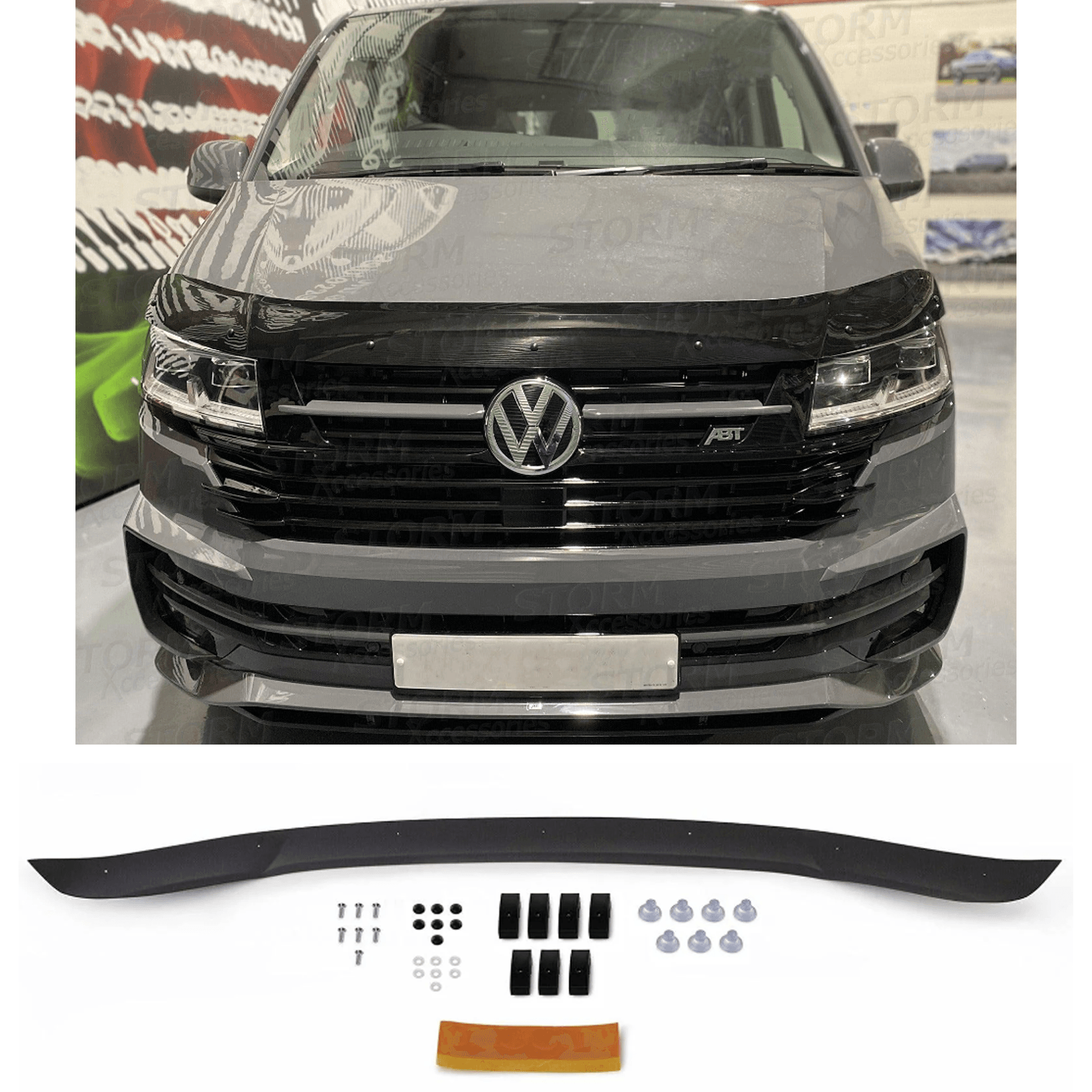 Vw Transporter T6 2015 On - Stx Bonnet Guard Protector - Black