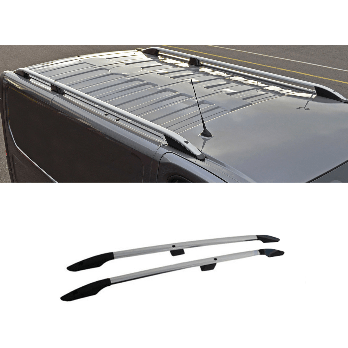 Renault Trafic - Vauxhall Vivaro - 2014 On Swb Aluminium Roof Bars In Silver