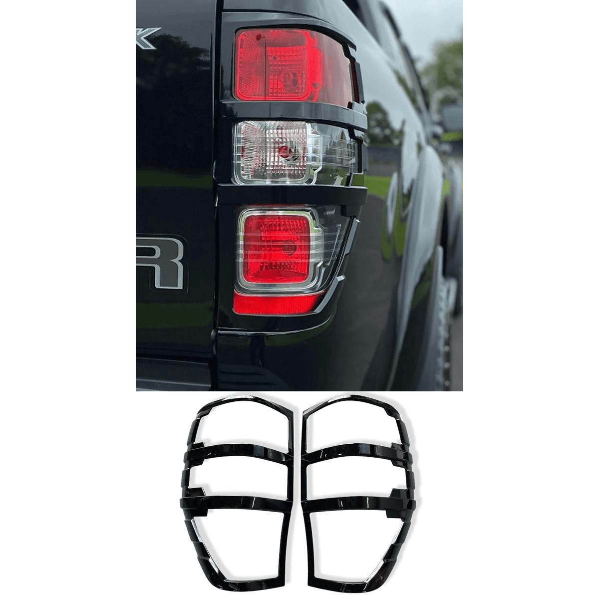 Ford Ranger T6 2012-2022 Stx Tail Light Guards - Gloss Black - Pair