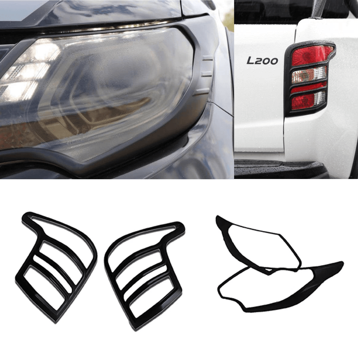 Mitsubishi L200 Series 5 2016 On Stx Head Light And Tail Light Guards - Black