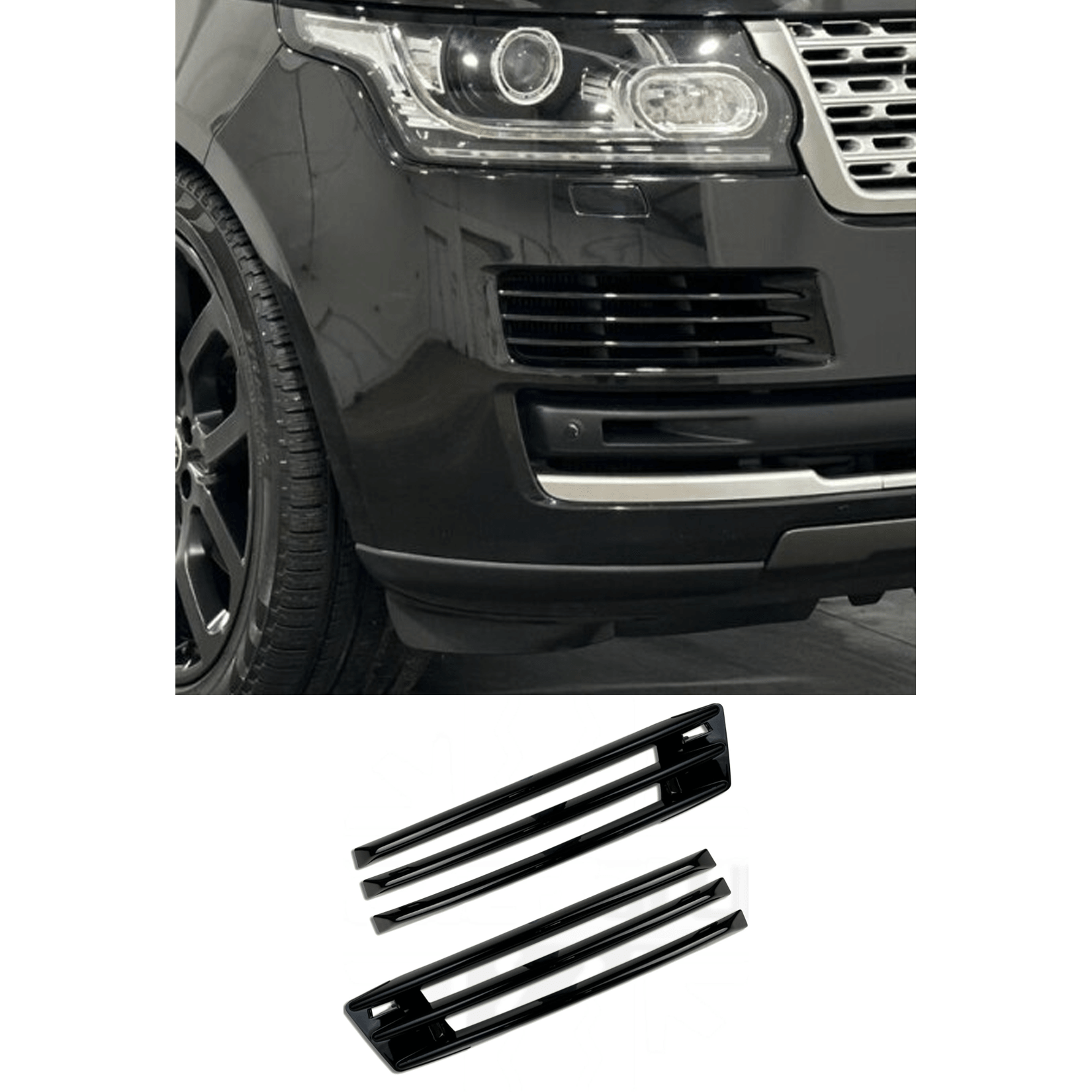 Range Rover Vogue 2018-2022 Fog Lamp Blade Cover In Gloss Black - Pair