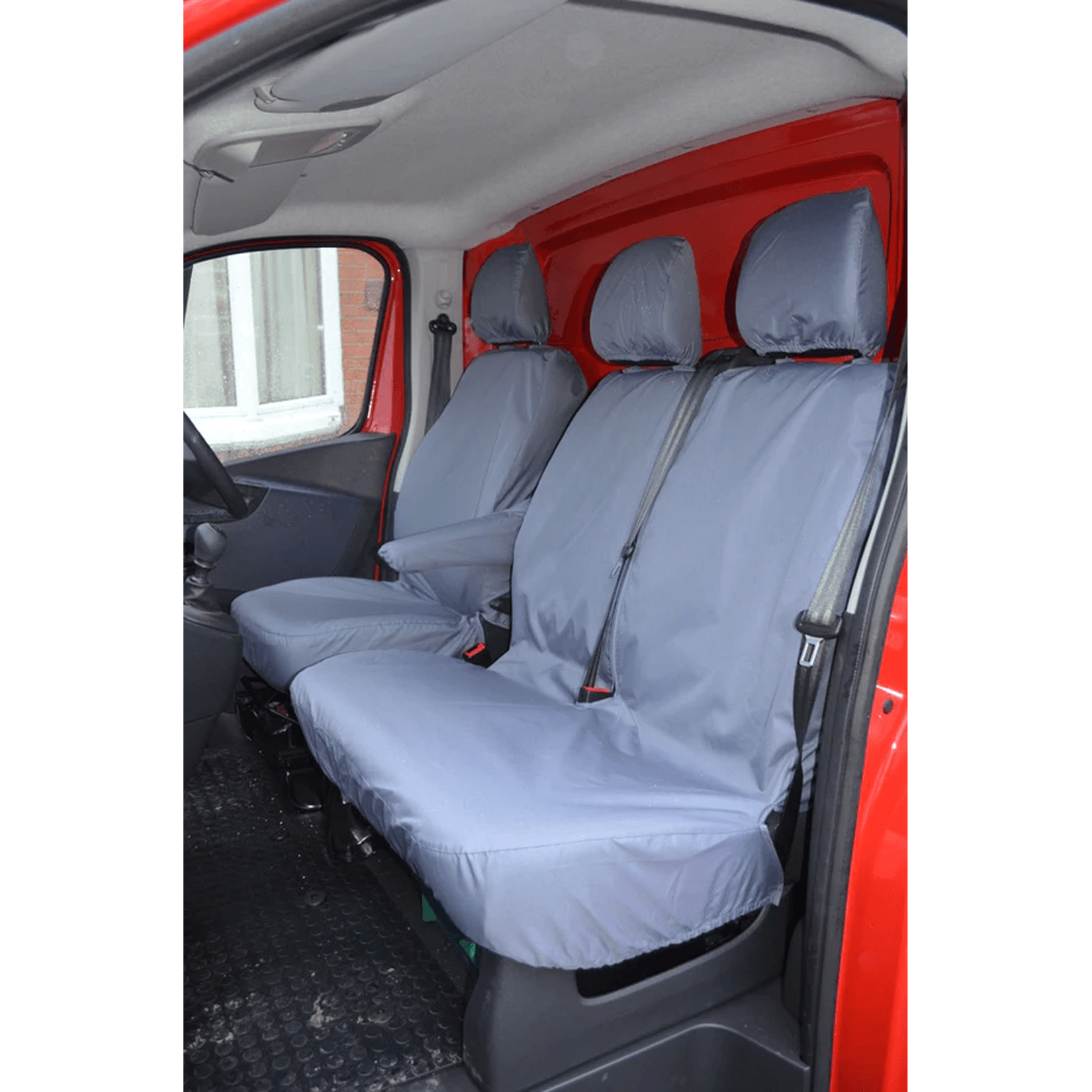 Renault Trafic - Vauxhall Vivaro - 2014 On - Non-folding Double Passenger Seat Covers - Grey