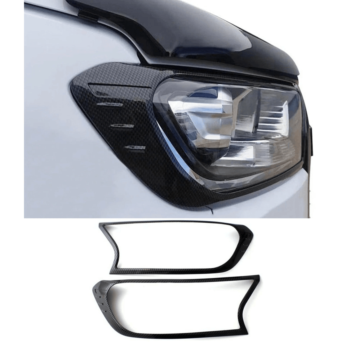 Ford Ranger T6 2016-2022- Stx Head Light Guards Pair - Carbon Fibre Look