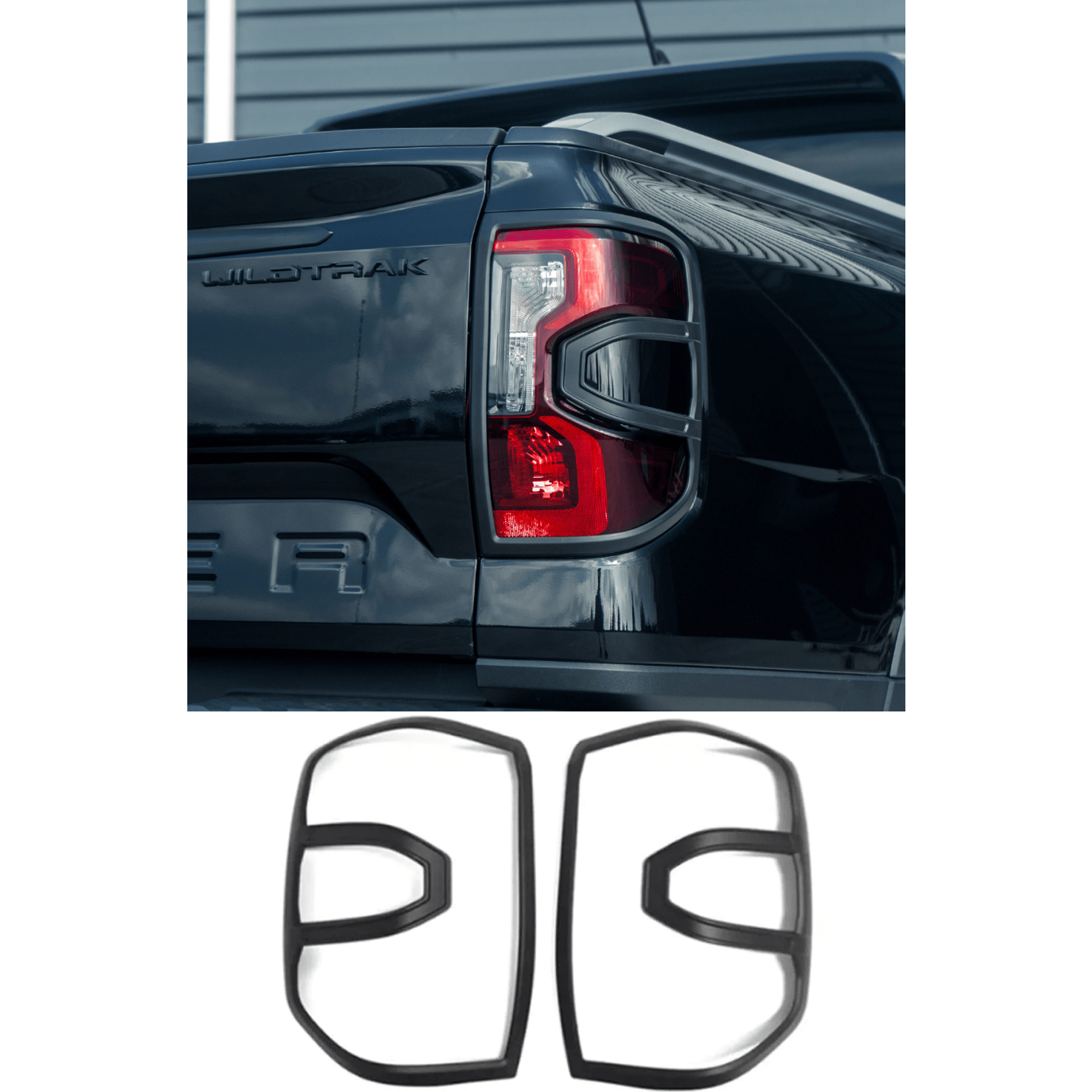 Ford Ranger Wildtrak & Raptor T9 2023 On Stx Tail Light Covers In Matte Black - Pair