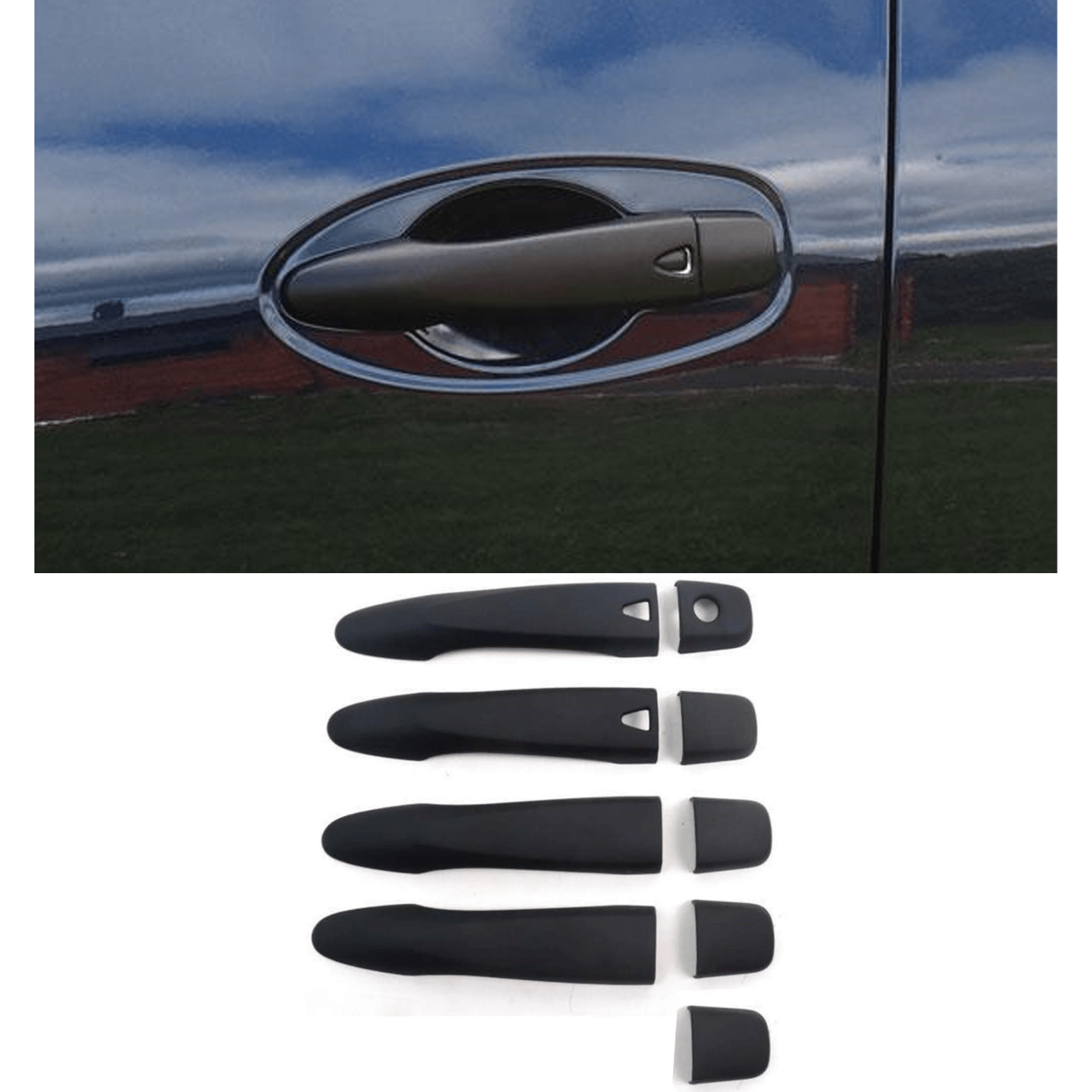 Nissan Navara Np300 2016 On Stx Door Handle Covers In Black - 4pc Set (Keyless Entry)