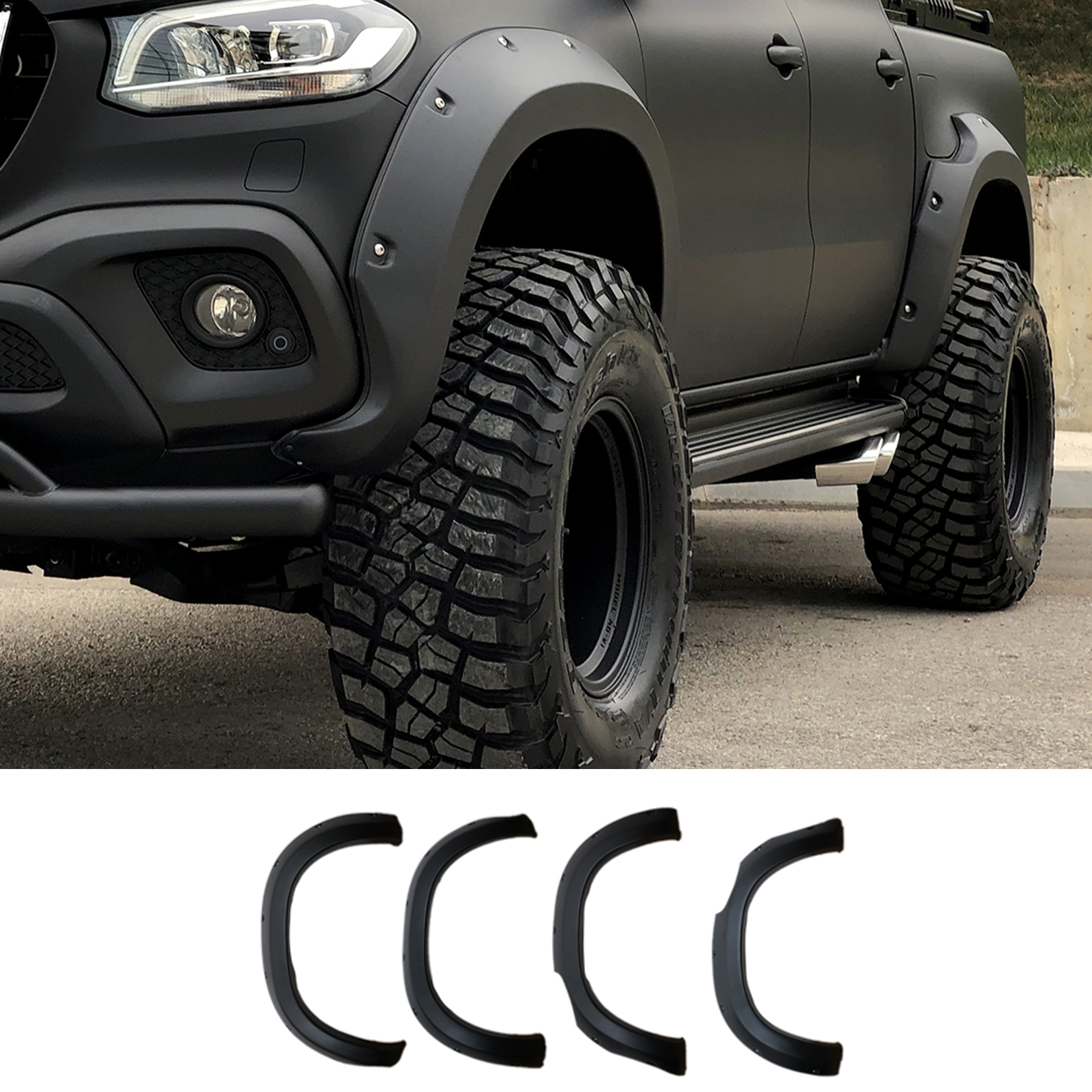 Mercedes X-class W470 2017+ Wheel Arch Kit In Matte Black