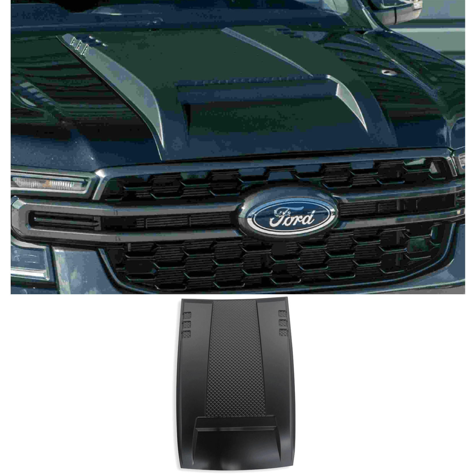 Ford Ranger T9 2023 On - Stx Bonnet Scoop In Matte Black