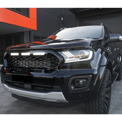 Ranger T6 2016-2019 Replacement Grill With LED'S In Gloss Black - Mesh Style