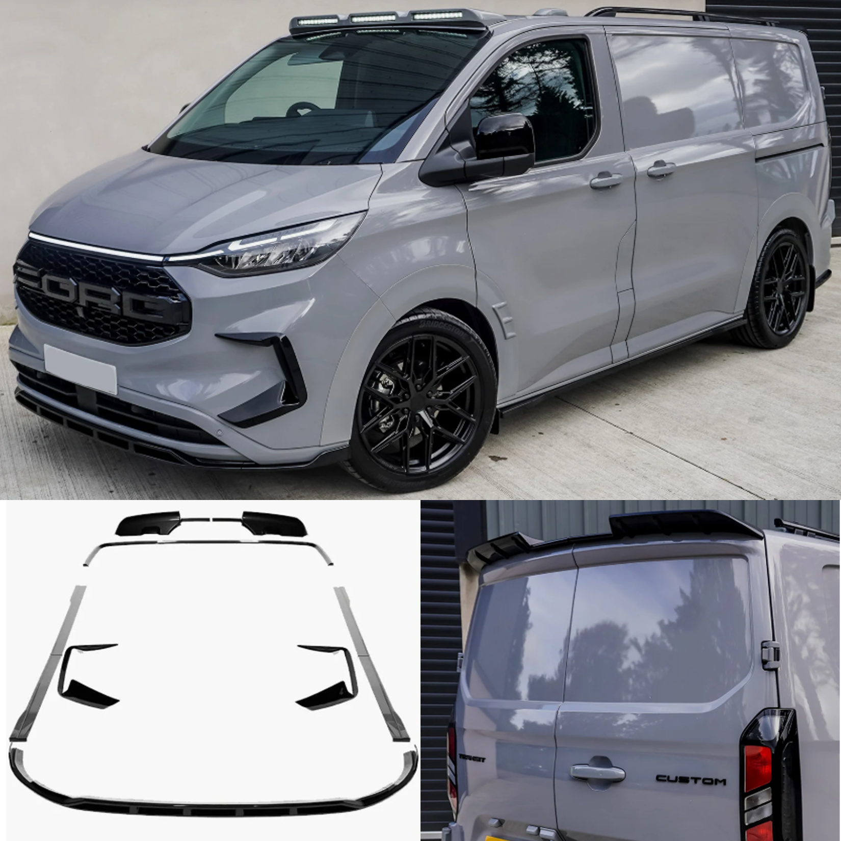 Storm Transit Custom Ford Transit Custom MK2 2024 on Full Low Line Aero Kit In Gloss Black ...