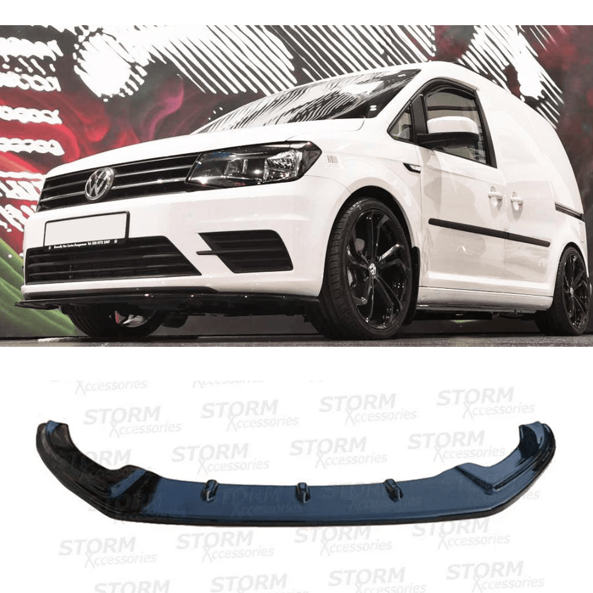 Vw Caddy 2015 - 2020 Front Bumper Spoiler Splitter Lip - Gloss Black