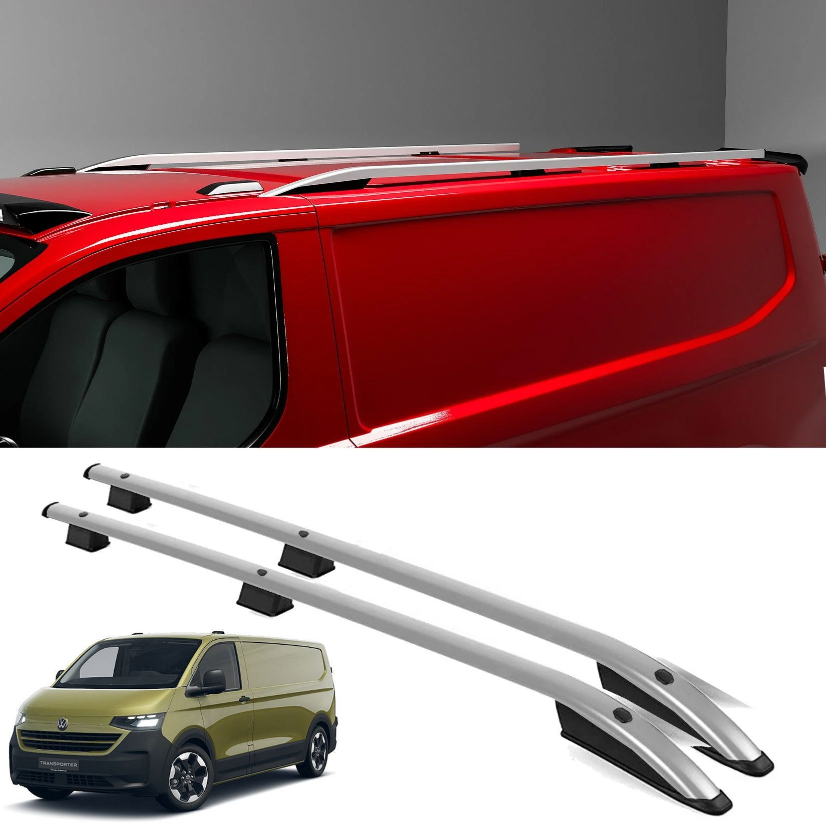 Volkswagen Transporter T7 2024+ SWB Sport Style Roof Rails In Silver