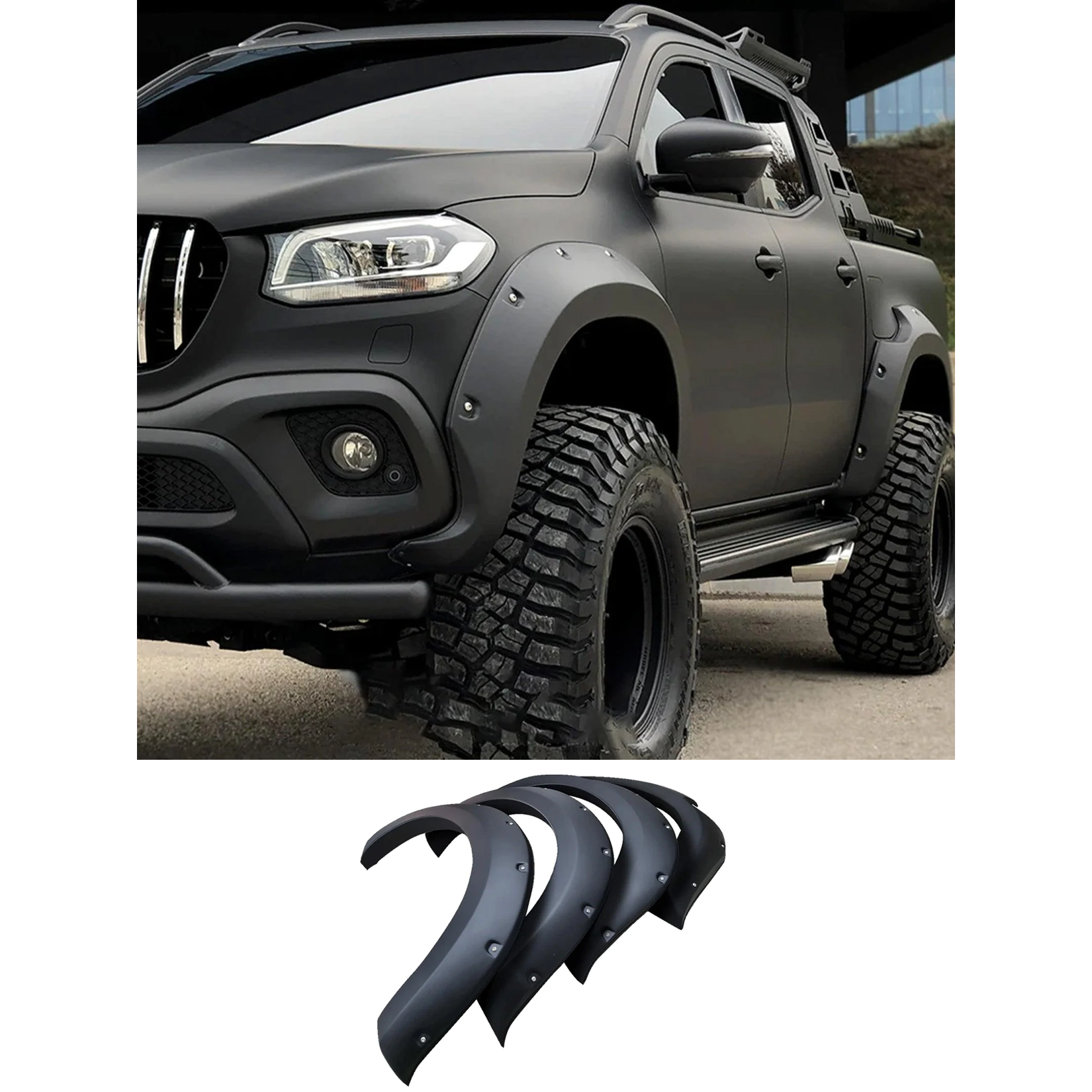 Mercedes X-class W470 2017+ Wheel Arch Kit In Gloss Black