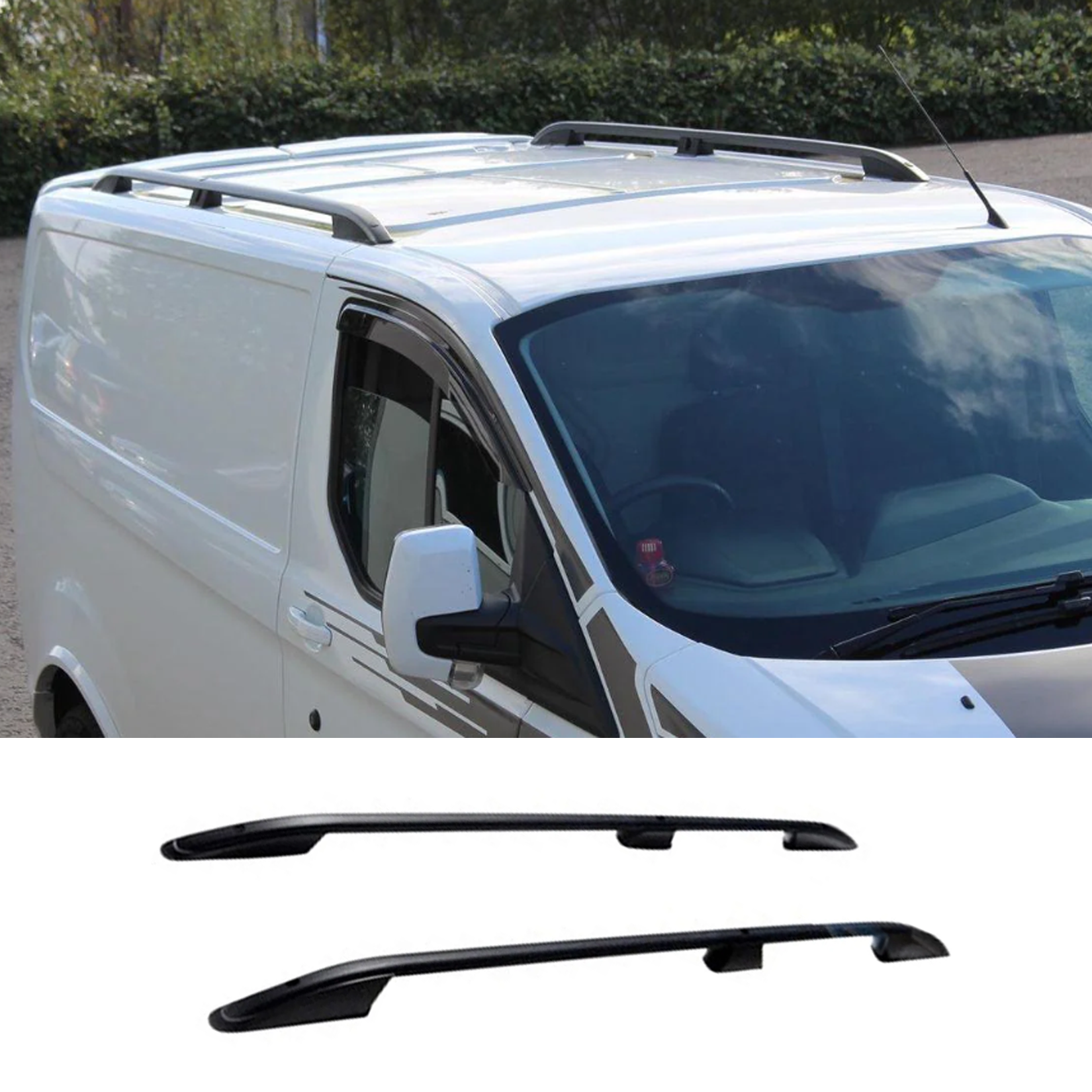 Ford Transit Custom 2013 - 2024 - Lwb Aluminium Roof Bars - Black