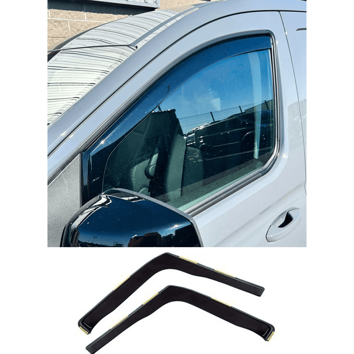 Vw Caddy 2021 On Stx Internal Wind Deflectors - 2pcs - Clip In Fitment - Dark Smoke