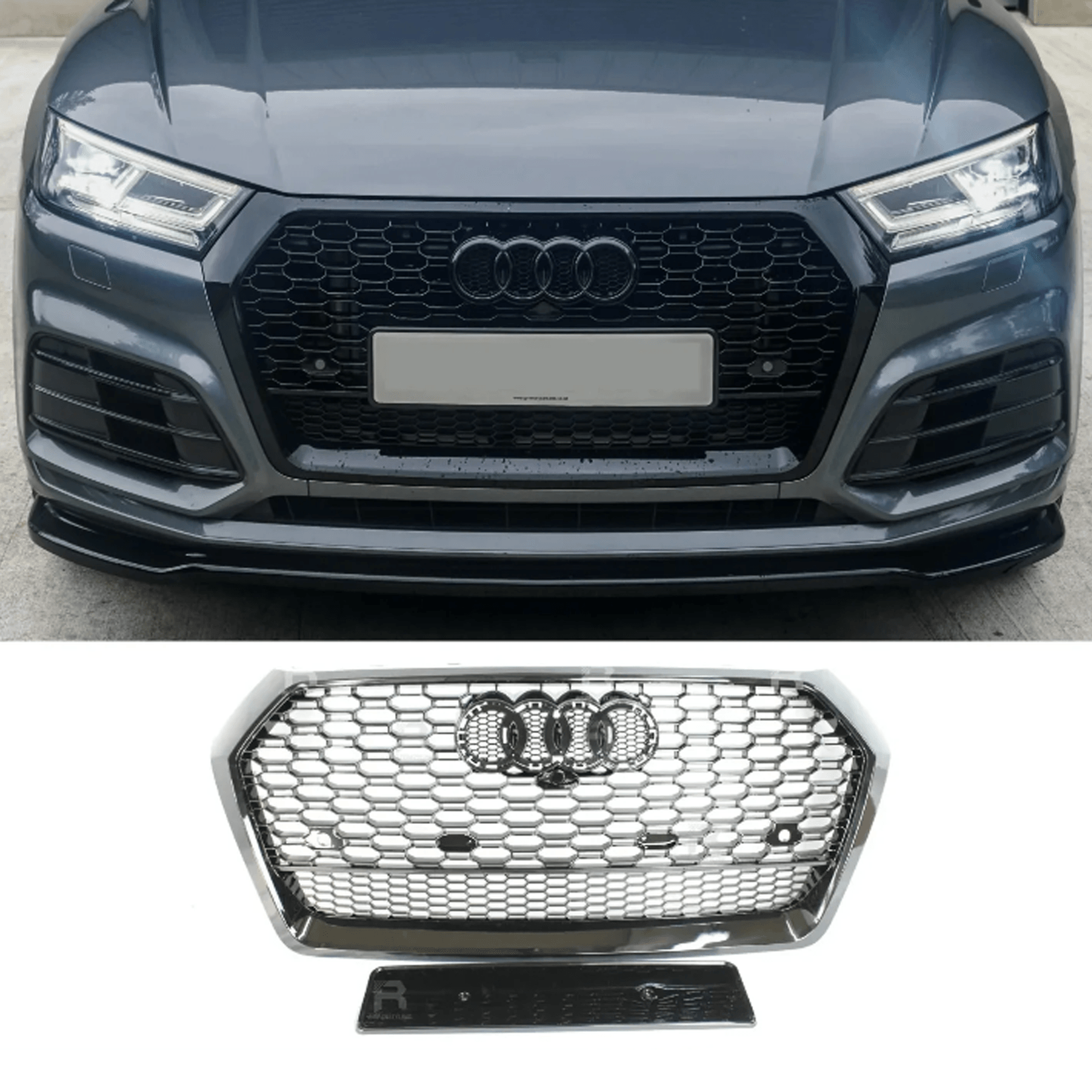 Audi Q5 / Sq5 2016-2019 'rsq5 Style' Honeycomb Grill In All Gloss Black