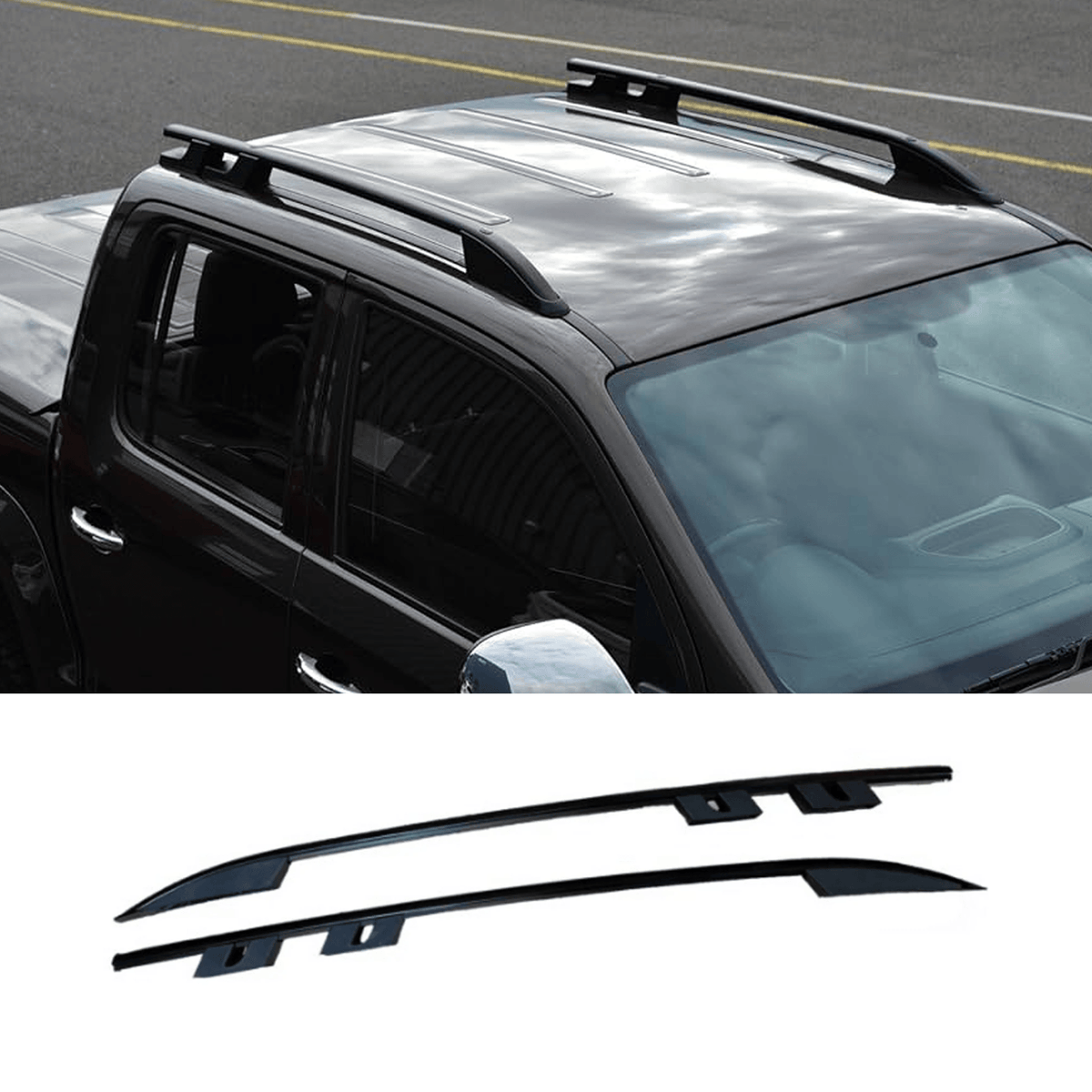 Vw Amarok 2010-2022- Double Cab - Roof Bars - Rails - Black - Style 2