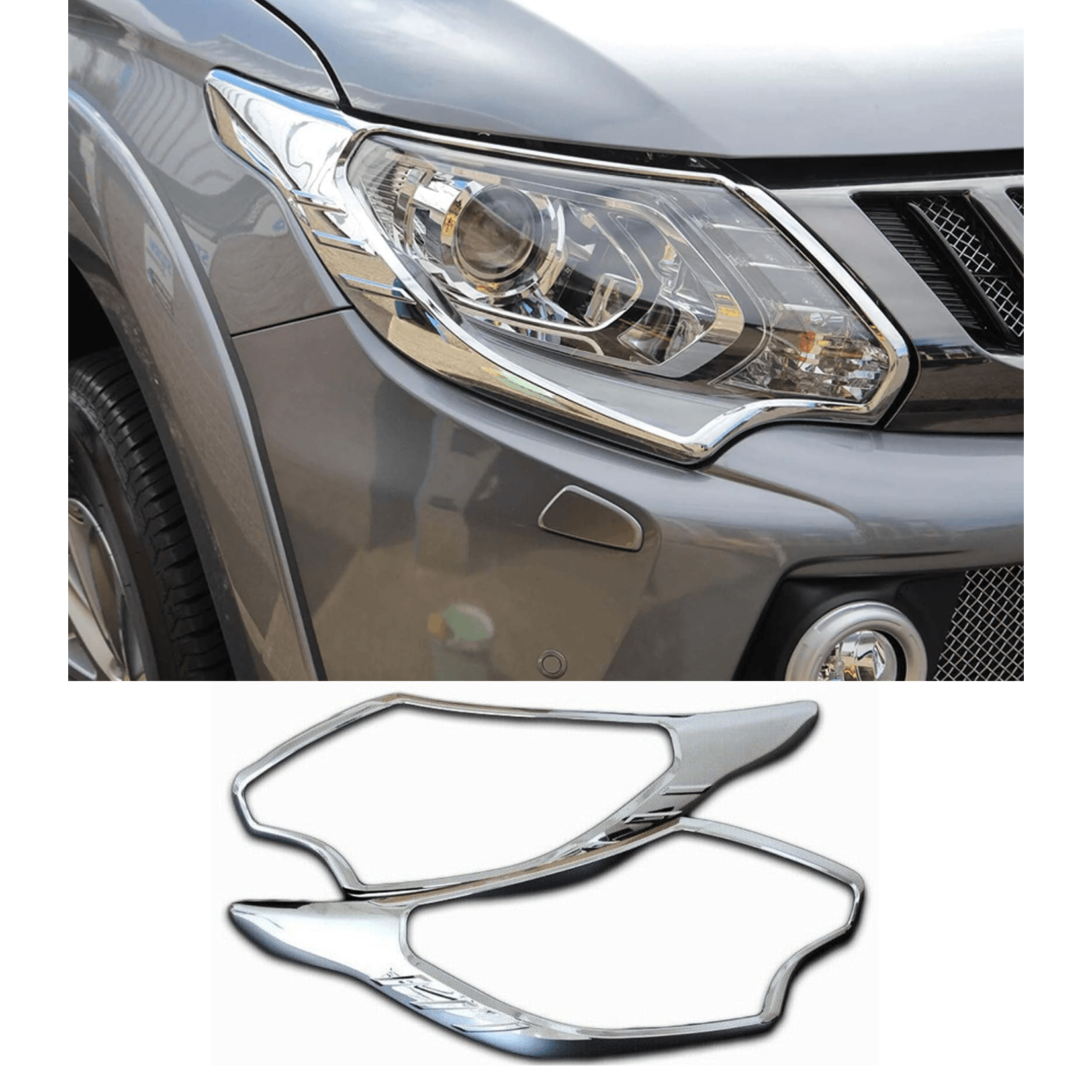 Mitsubishi L200 Series 5 2015 On - Stx Chrome Head Light Guards - Pair