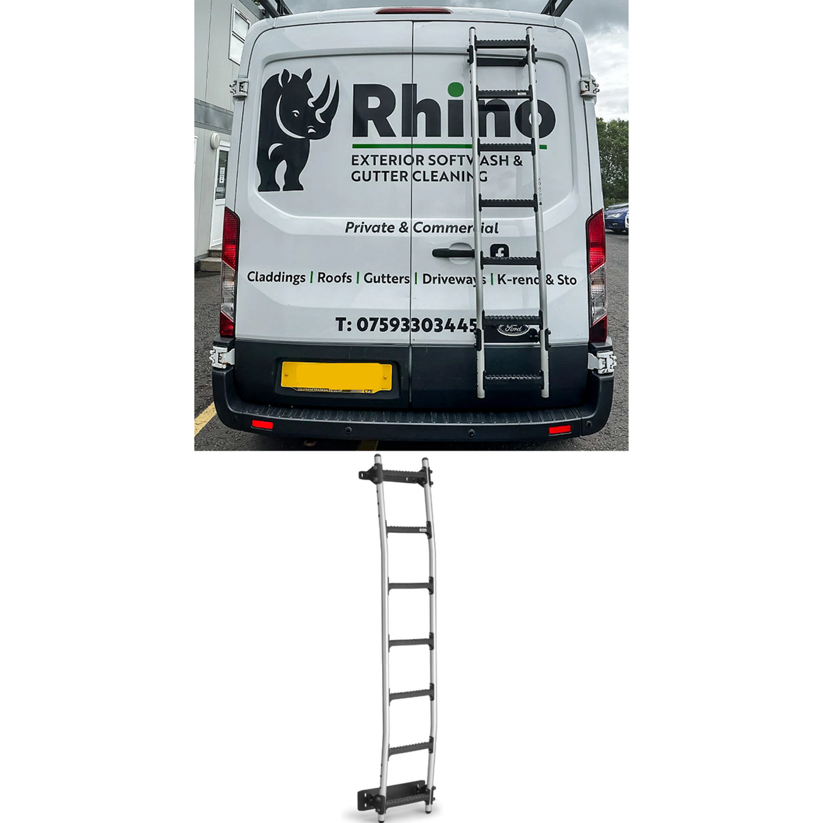 Rhino Aluminium 7 Step Rear Door Ladder - Ford Transit 2014 On