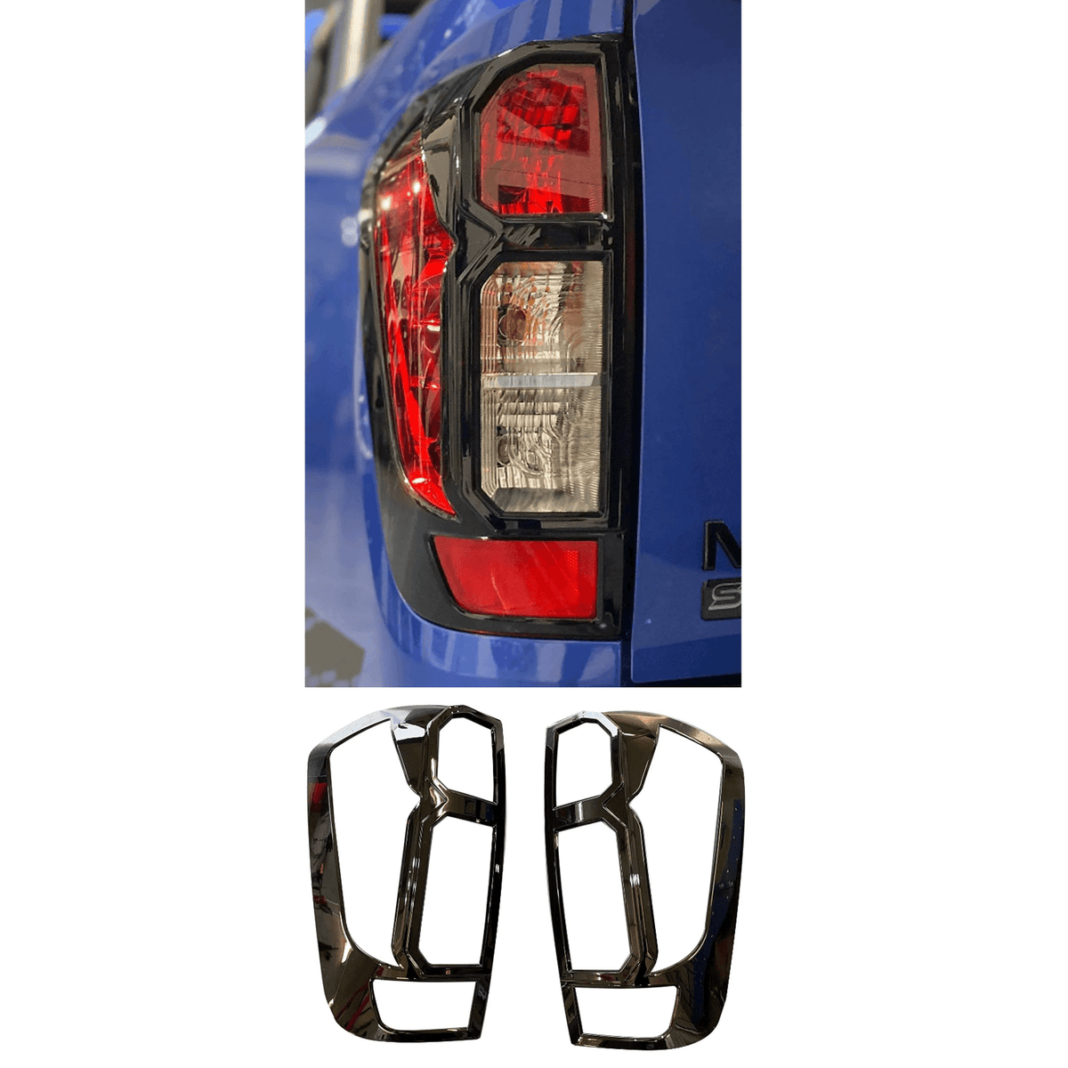 Nissan Navara Np300 2015 On Stx Tail Light Guards - Gloss Black - Pair