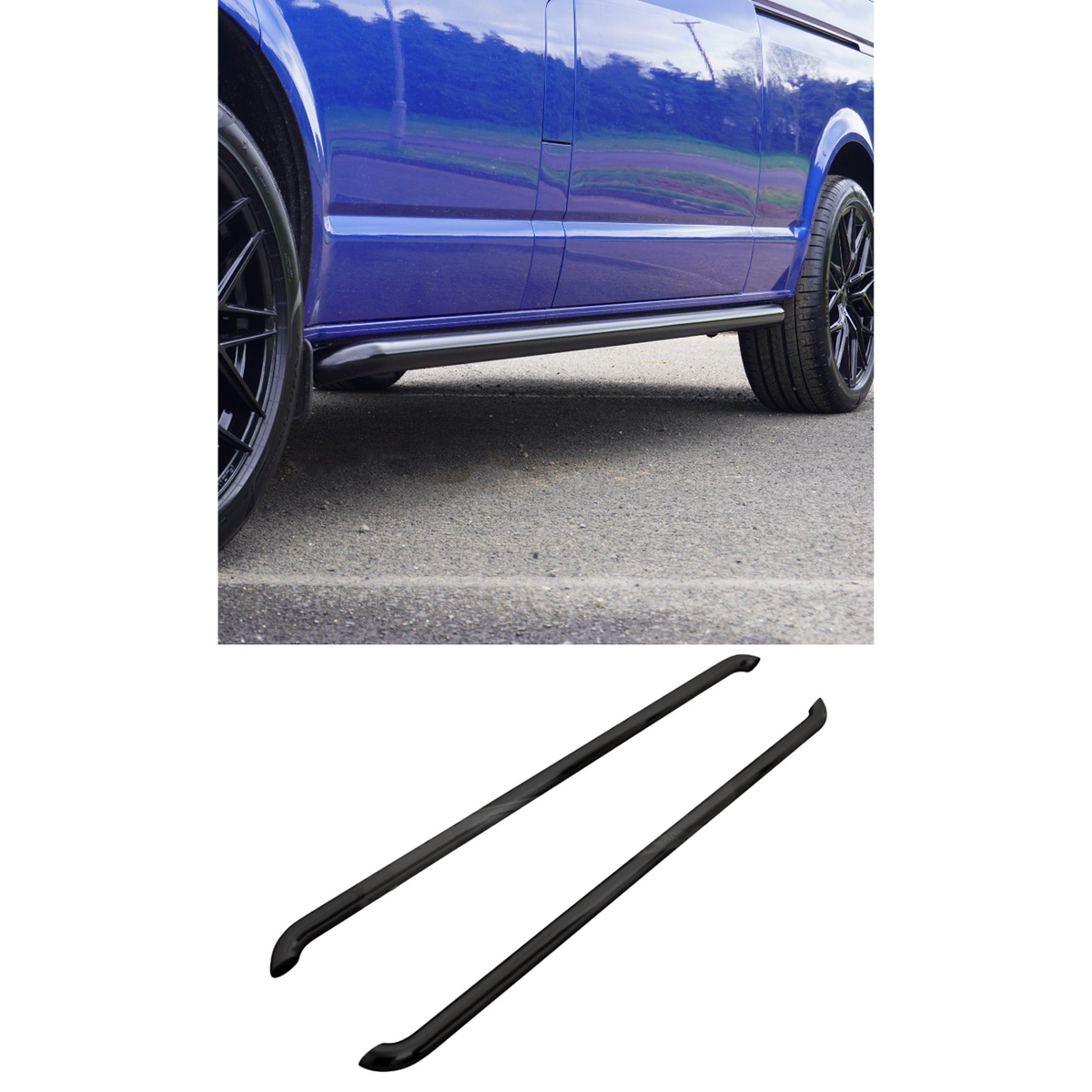 Renault Trafic 2001 On/ Vauxhall Vivaro 2001 -2019 Lwb 2.4 Inch Gloss Black Oe Style Sportline Side Bars - Pair