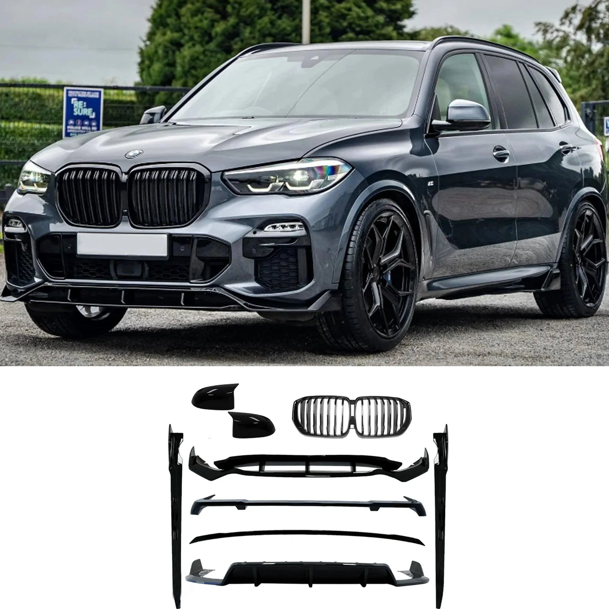 Bmw X5 G05 2018+ - Black Knight Aero Kit Full - With Grill & Mirror Caps