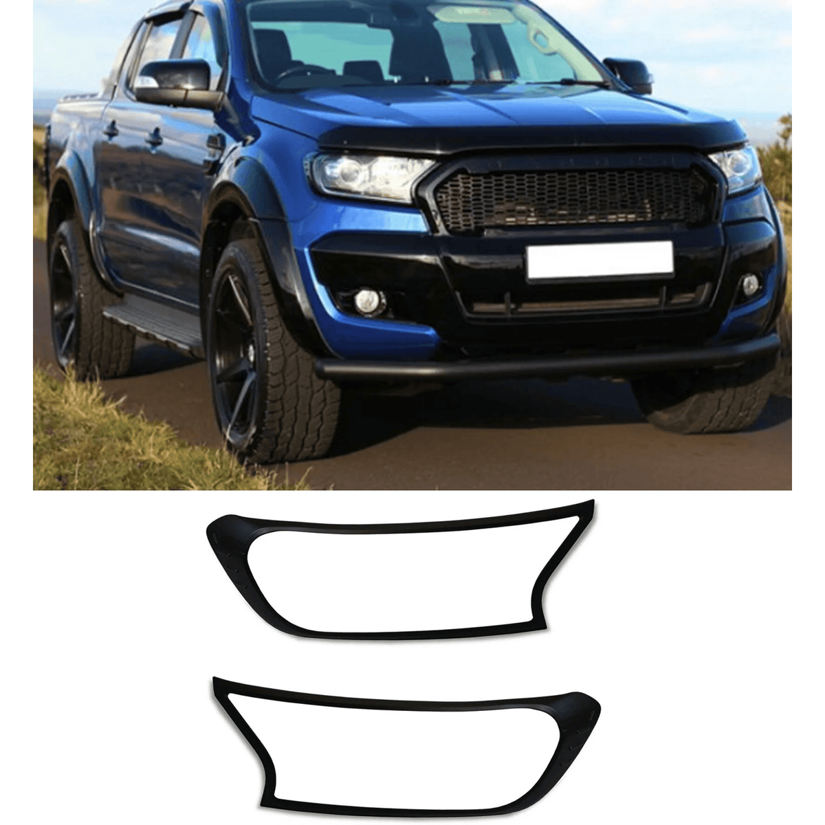 Ford Ranger T6 - 2016-2022 - Stx Head Light Guards Pair - Matte Black