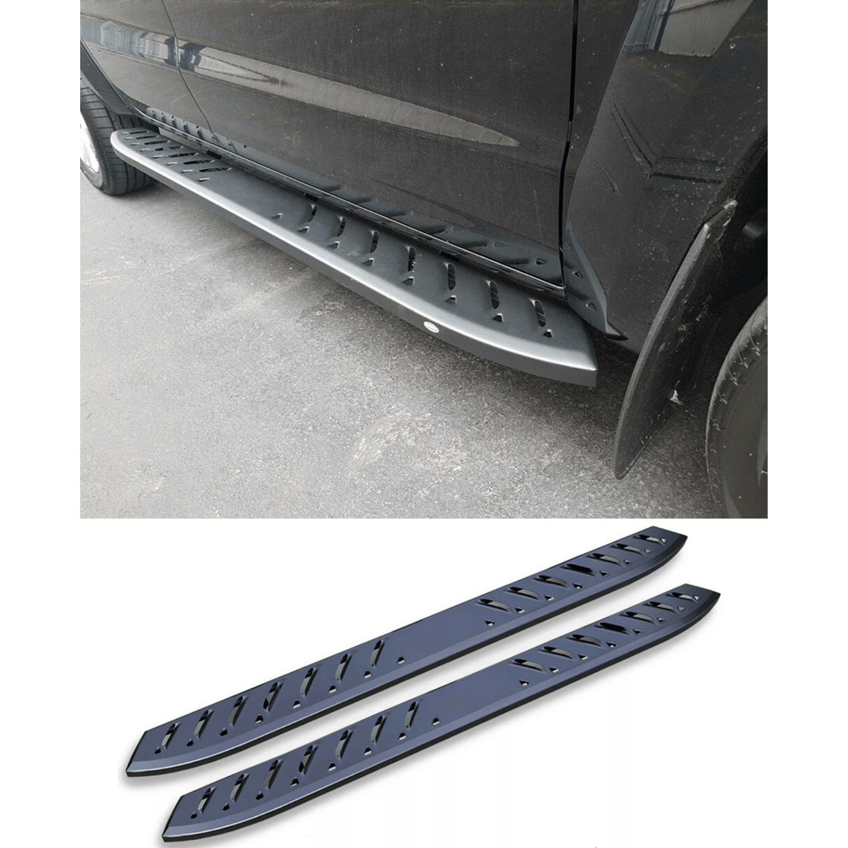 Toyota Hilux Mk8 2016 On Double Cab Shark Running Boards In Black