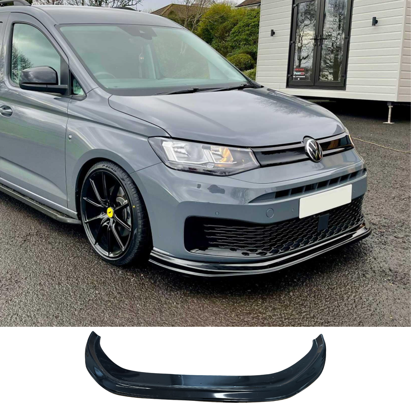 Vw Caddy 2021 On Front Bumper Spoiler Splitter Lip - Gloss Black