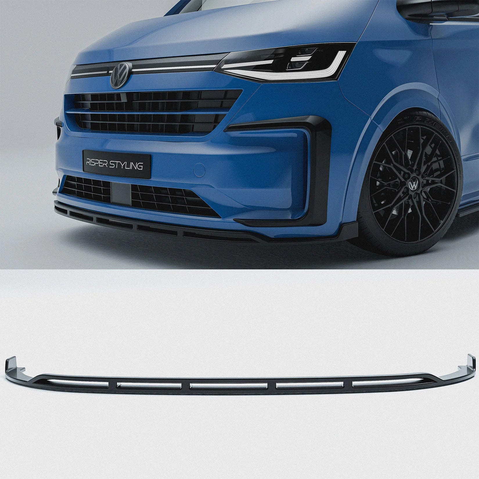 Volkswagen Transporter T7 2025 on Front Splitter Lip In Gloss Black ...