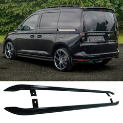 VW Caddy 2021 On SWB Trapeziod Side Bars in Gloss Black