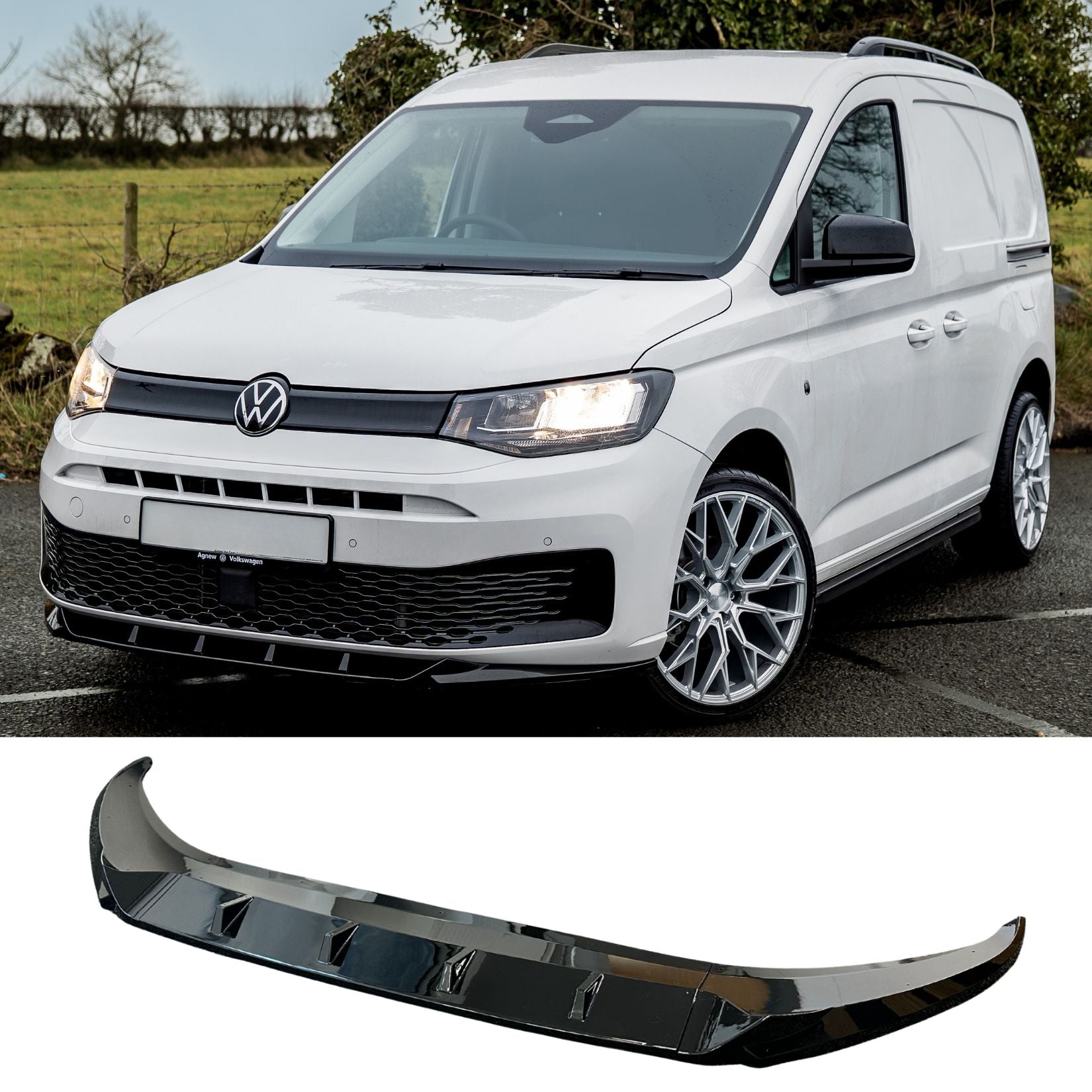 Vw Caddy 2021 On V2 Front Splitter - Gloss Black