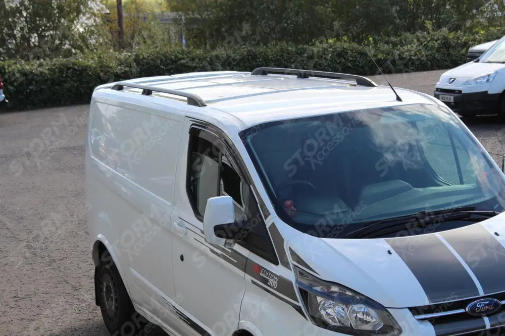 Aluminium Roof Bars Black For Ford Transit Custom LWB 2013 - 2024