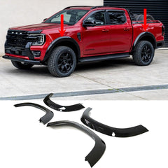 Ford Ranger 2023 On Double Cab Egr Wheel Arch Kit Smooth Gloss Black Finish - 6 Pcs