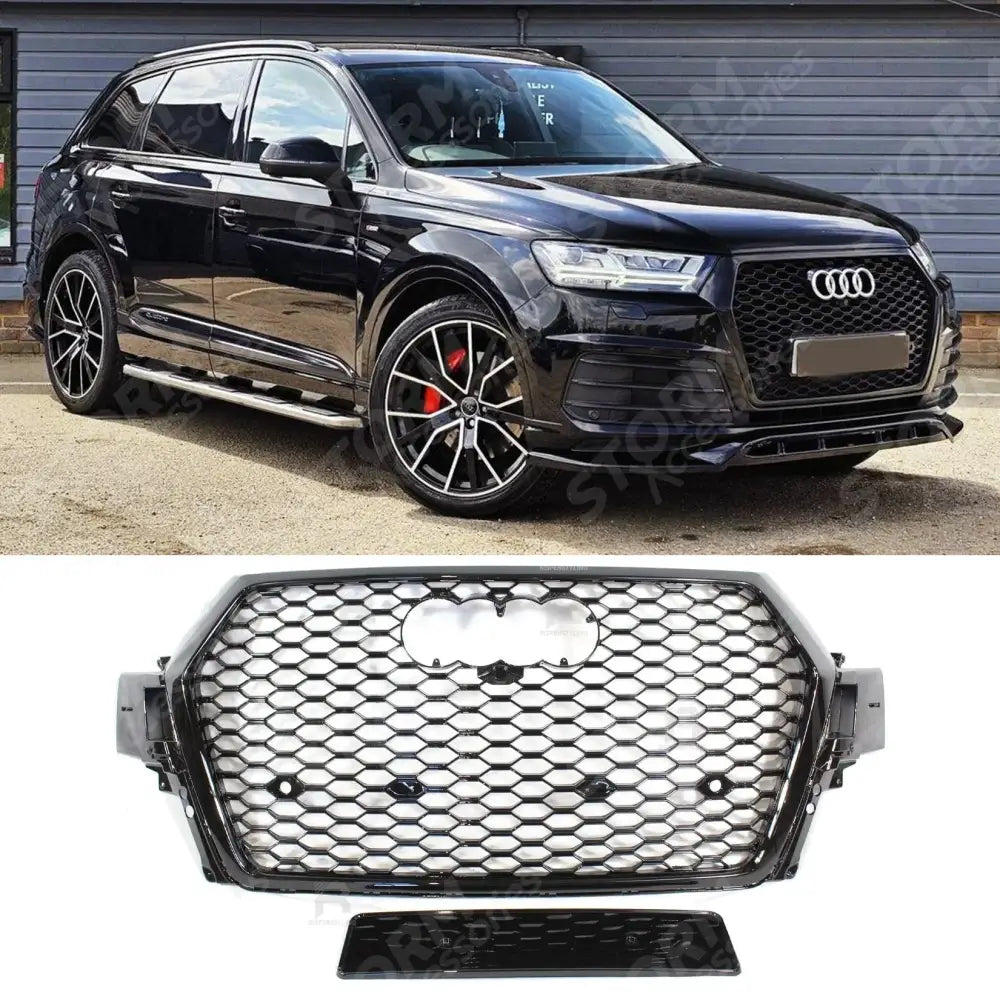 Audi Q7 / Sq7 2015-2020 'rsq7 Style' Honeycomb Grill In All Gloss Black