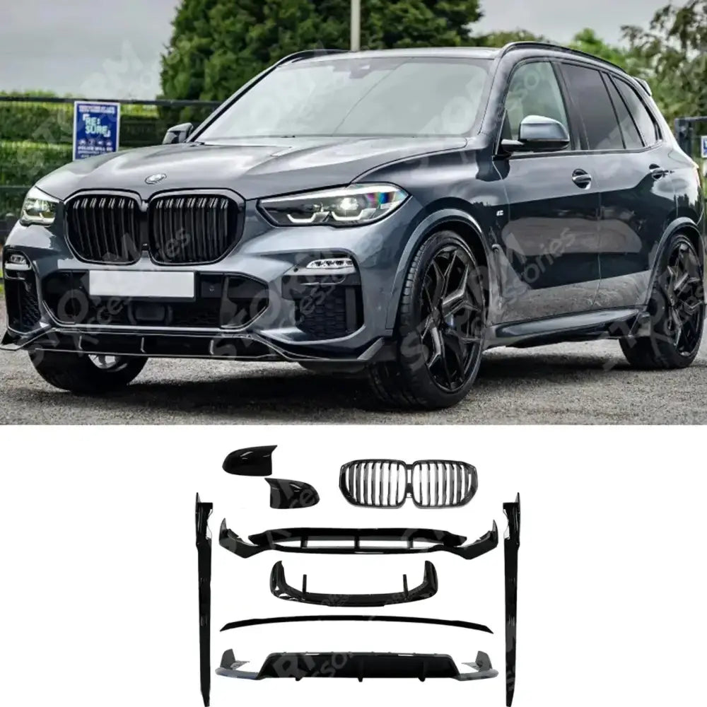 Black Knight Aero Kit Full With Grill & Mirror Caps For Bmw X5 G05 2018-2022