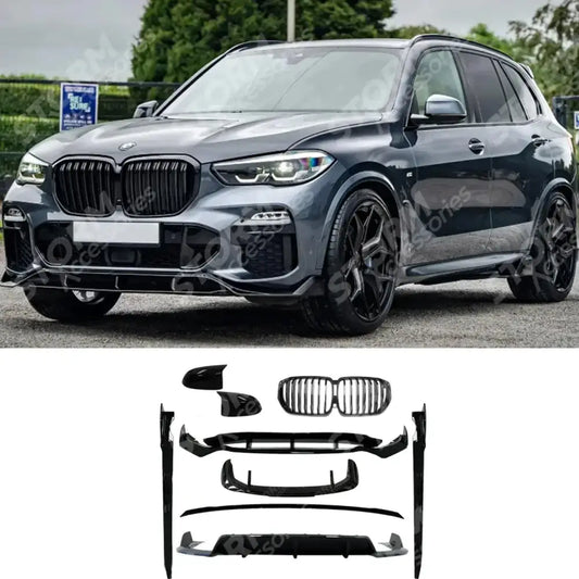 Black Knight Aero Kit Full With Grill & Mirror Caps For Bmw X5 G05 2018-2022 - Body Kits