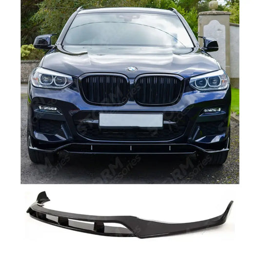 Black Knight Front Splitter In Gloss Black For BMW X3 G01 PRE LCI 2018-2022