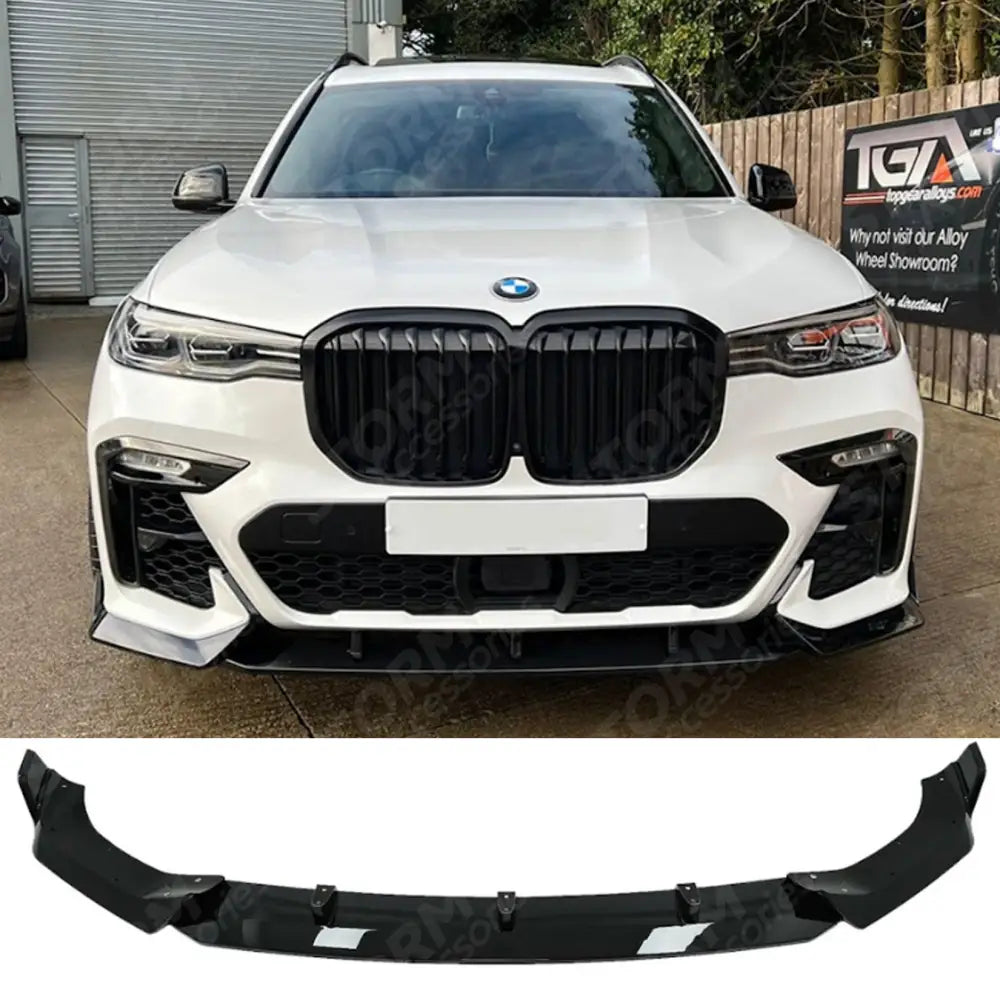 Black Knight Front Splitter In Gloss Black For BMW X7 G07 2018-2023