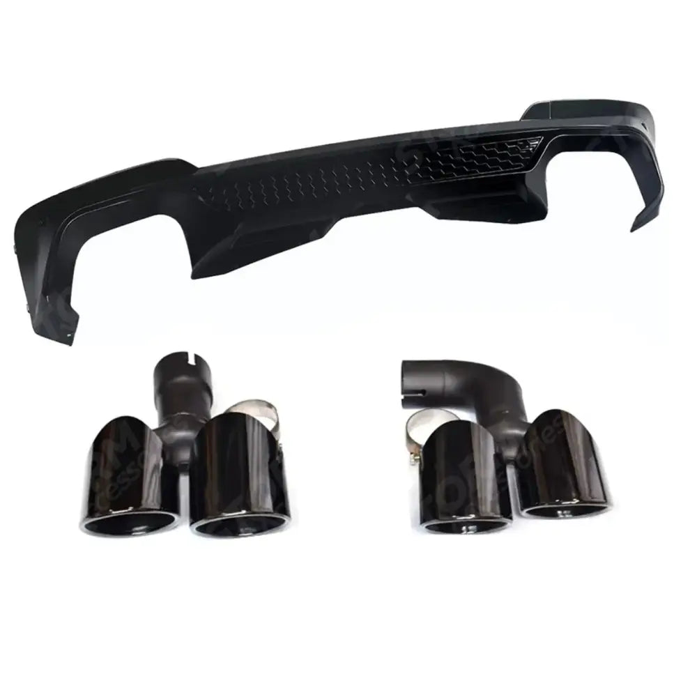 Black Knight Rear Diffuser In Gloss Black (With Exhaust Tips) For BMW X3 G01 PRE LCI